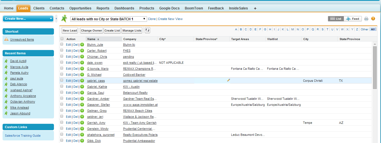 Data entry - Salesforce